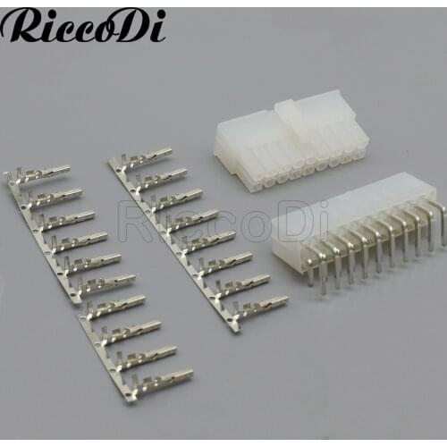 1-20Sets 4.2mm 5557 5569 Mini-Fit Jr PSU Modular 18Pin Male Female Right Angle Connector With Terminal pins for PC Modding
