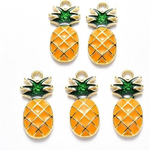 10pcs Cute Enamel Fruit Charms Pineapple Cherry Charms for Necklaces Pendants Earrings DIY Mini Charms Handmade Jewelry Finding