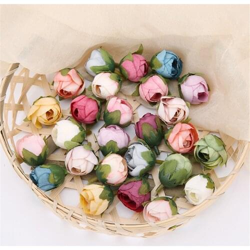 10Pcs Vintage Artificial Silk Rose Tea Buds Flowers Bud DIY Crafts Wedding Room Decor Valentines Day Christmas Party Decoration