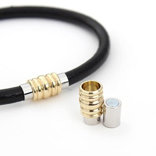 20pcs 6mm Gold & Rhodium Color Cylinder Magnetic Clasps For Leather Cord Bracelet Jewelry Diy Making Accessories Finding F2041