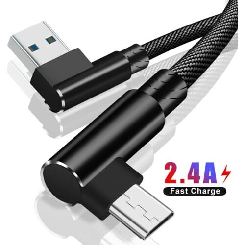 20 PCS L Type Micro USB Cable 3A Fast Charge USB Data Cable For Samsung Xiaomi Huawei