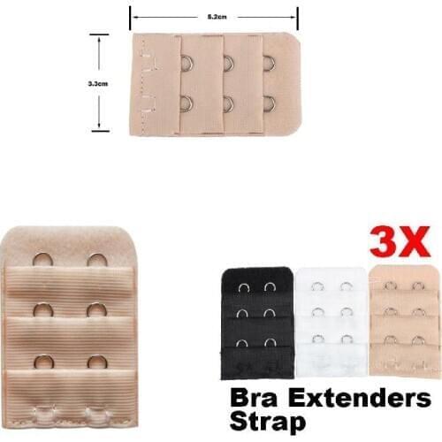 3 Pcs Bra Extension Strap Extender Replacement with 2 Hooks S55