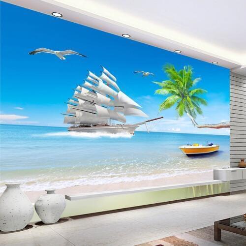 Beach Sea View Custom 3D Photo Wallpaper For Living Room Background Wall Large Murals Modern Wall Painting Wallpaper Home Decor
