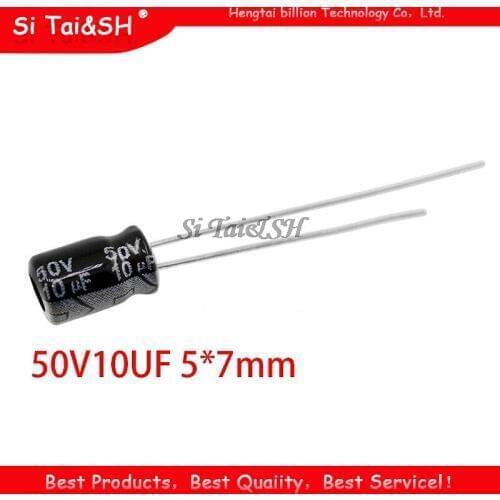 50PCS Higt quality 50V10UF 5*7mm 10UF 50V 5*7 Electrolytic capacitor