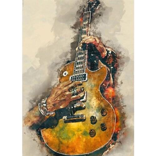 5D Diamond Painting Cross Stitch Abstract Guitar Pattern Wall Decoration Guitar Art Embroidery Unique Gift for Musicians Mosaic