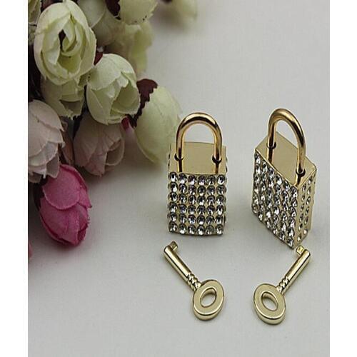 6 PCS/lot) shallow gold electroplating diamond of high-grade leather handbags padlock accessory
