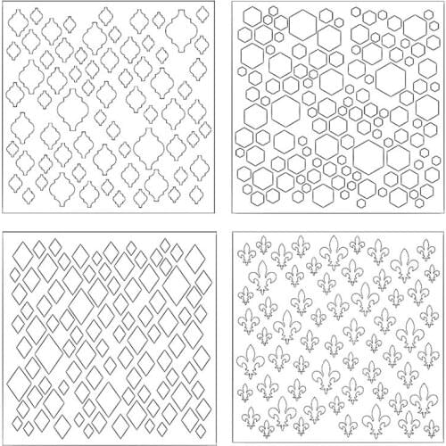 8*8 inch Rhombus Backgrounds Plastic Stencils for Scrapbooking Decorative Embossing Diy Paper Card Craft Templates Drawing Sheet