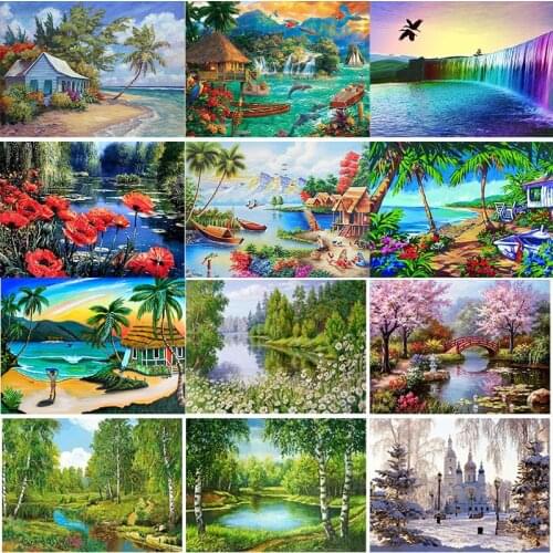 DIY Diamond Embroidery Painting Landscape Tree Fantasy Diamond Cross Stitch Kit Full Drill Round Mosaic Art Picture Home Decor