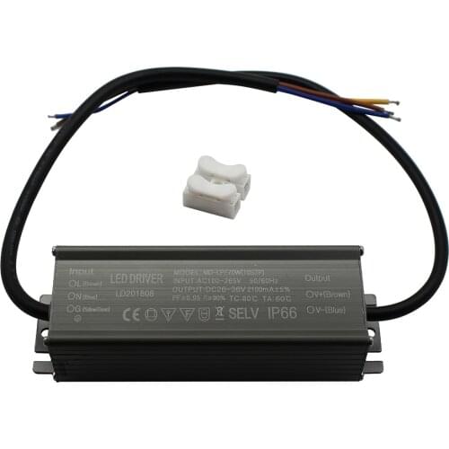 Aluminium IP66 70W LED Driver 2100mA AC 100-265V Power Supply Lighting Transformer Drivers Ballast for Spotlights / Street lamps