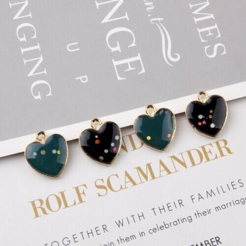 Free Shipping 10pcs 15*17MM Bling Enamel Alloy Heart Charms Jewelry Findings Ornament Accessories Floating Pendant Charms