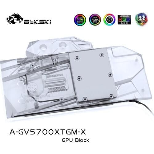 Bykski Gpu Water Cooling Block use for GIGABYTE RX5700XT GAMING OC 8G/Full Cover Copper Radiator Block/3PIN 5V RGB/4PIN 12V RGB
