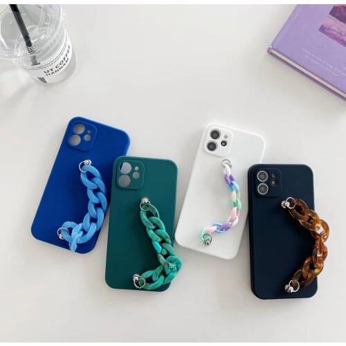 For iphone 12 Pro Case Liquid Silicone Cases Cute Bracelet Chain Hanging Case for iPhone 12 11 Pro Max 7 8 Plus XS XR SE 2020