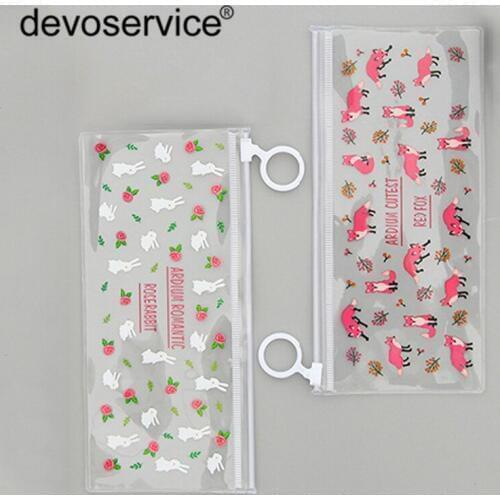 1PC Kawaii Small Flower Pen Case Transparent PVC Pencil Bag Cartoon Storage Organizer Pencil Case School Supply Stationery Gifts