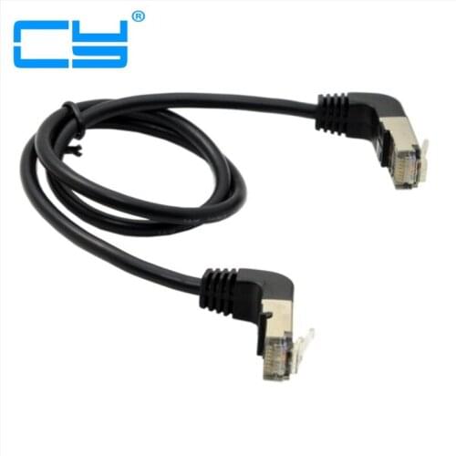 Double elbow Up Angled 90 Degree 8P8C FTP STP UTP Cat 5e Lan Ethernet Network Patch Cord Cable 50cm