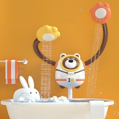 Electric Bear Water Spray Bath Toys For Kids Shower Head Bathroom Bath Toys Strong Suction Faucet Shower Cup Children Water Game