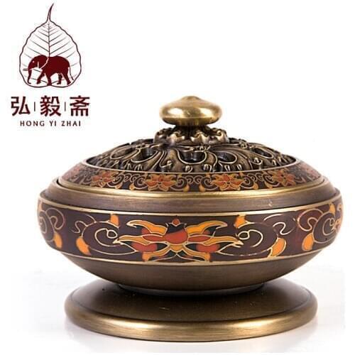 Hong Yizhai enamel craft antique incense censer aromatherapy pure sandalwood incense disc stove ornaments