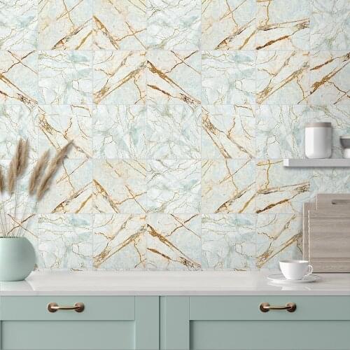 Funlife® Cyan Marble Wall Sticker Oil Proof Peel & Stick Decorative DIY Tile Sticker for Bathroom Kitchen Backsplash Floor Wall