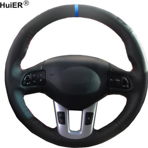 HuiER Hand Sewing Car Steering Wheel Cover For Kia Ceed Cee'd 2010 - 2012 Kia Sportage 3 2011 - 2014 Braid on the Steering-Wheel