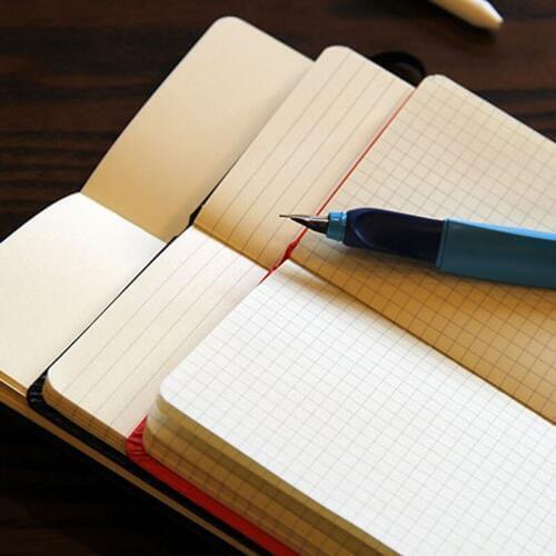 JUGAL Black and Red Leather Cover Hardcover Notebook Travel Journal Planner Inner Blank Grid Lines Pages Diary School Supplies