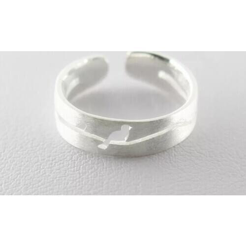 925 Sterling Silver Korea Dwaring Hollow Bird Branch Fresh Temperament Personality Fashion Female Resizable Opening Rings SRI057