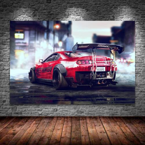Need for Speed Toyotas Supra Back View Red Racing Cars Posters and Prints Canvas Wall Art For Living Room Decor