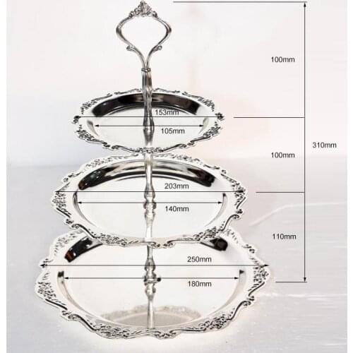 Metal Cake Stand Silvery Cupcake Tray Wedding Party Decor Birthday Dessert Pan 3 Layer