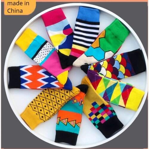 Mens Casual Socks Colorful Plaid Design for Party Business Fun Cotton 10 Pairs Cute Socks Korean Style Women Socks Women