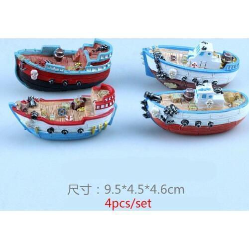 4-piece set of creative aquarium decorations, old ship shelter, aquarium decoration and rockery decoration