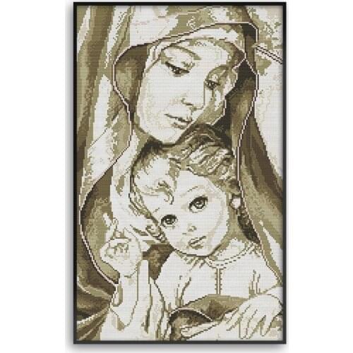 Cross Stitch Kits Stamped for Adults Beginner Kids 11CT DIY Embroidery Needlework Kit -Mother and Child Love 44X66cm