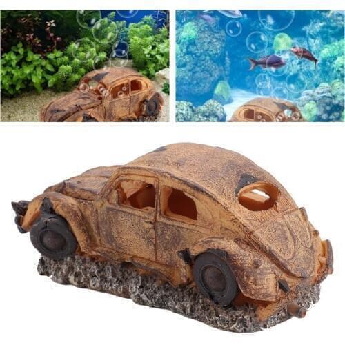 New Simulation Resin Sedan Car Fish Tank Aquarium Ornament Imitation Car Air Bubble Stone Oxygen Pump Ornament Fish Tank Decor