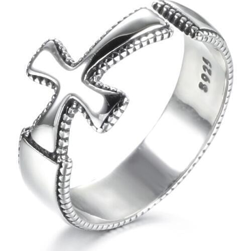 Kinel 2020 New Popular 925 Sterling Silver Faith Cross Rings For Women Minimalism Style Sterling Silver Jewelry Gift
