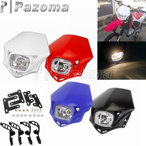 Enduro Head Lamp 12v 35w Motocross Headlight Hi/Lo Beam Supermoto Fairing For Yamaha Honda Suzuki Kawasaki KLX WR YZ YZF DR CRF