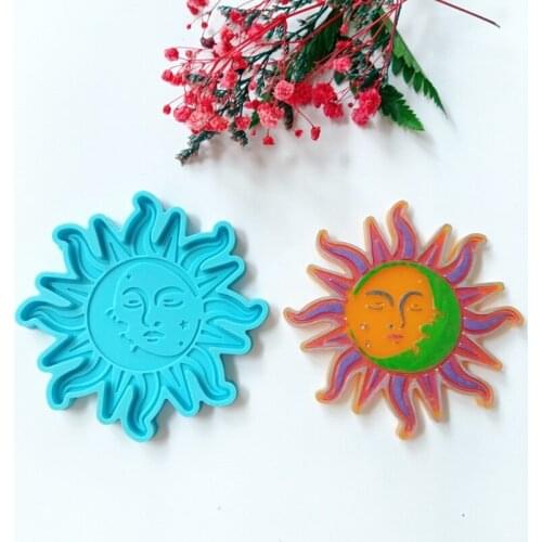 P0RF Resin Mold Sun Moon Coaster Resin Molds for Resin Casting Large Epoxy Resin Mold for Artificial Agate Sheet