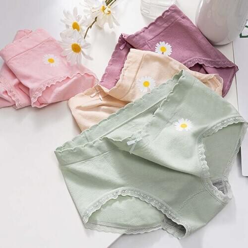 Roseheart Women Fashion Pink Purple Cotton Nylon Mid Waist Panties Underwear Seamless One-Piece Lingerie Underpants Briefs F