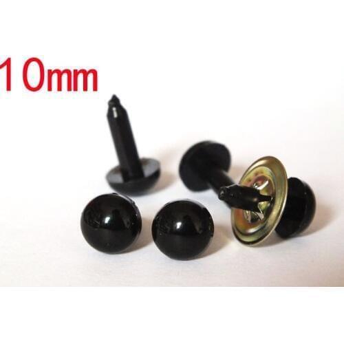 Sassy Bears 10mm Solid Black Safety Eyes for Bear, Doll, Puppet, Plush Animal