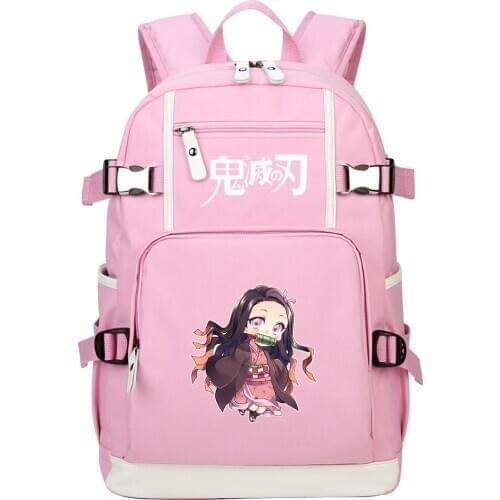 New Anime Demon Slayer Boy Girls School Book Bags Large Capacity Teenagers Students Schoolbags Women Men Travel Pink Backpack