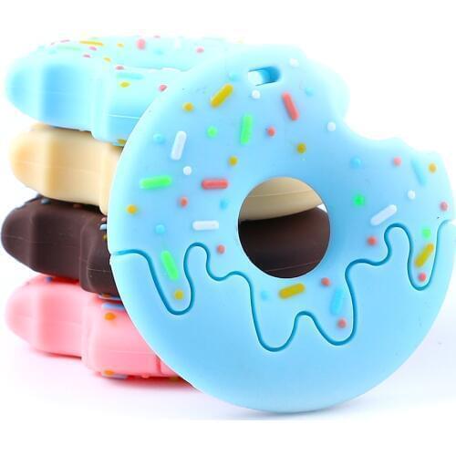 1pcs 54mm Donuts Silicone Teether baby Teething Toy beads DIY chew Necklace Pacifier Chain Pendant Food Grade Silicone BPA Free