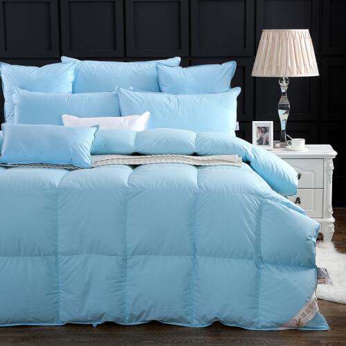 Blue velvet down feather quilt blanket cotton cover stuffing winter thick quilt queen size King quilt for winter / fall #a