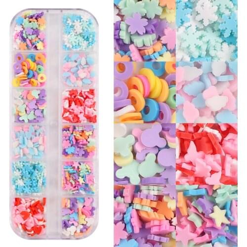 Mixed 3D Star Butterfly Sticker Polymer Clay DIY Designs Slice Lemon Nail Art Sliders Nails Art Decors Women Nail Tips Manicure