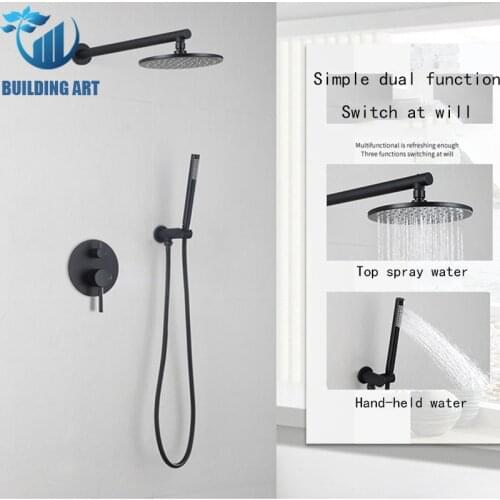 Newly 8/10/12inch Rain Shower Faucet Bathroom Rain Mixer Silver Shower Combo Set Wall Mounted Shower Systems Conceal Shower Set
