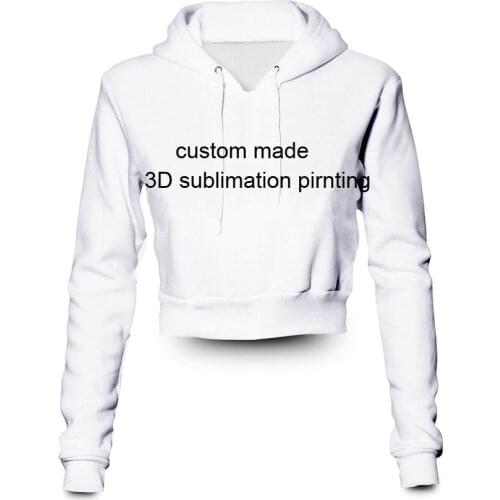 Any color any printing Custom made your own designs 3D Sublimation Print crop hoody/hoodie Plus Size Clothing