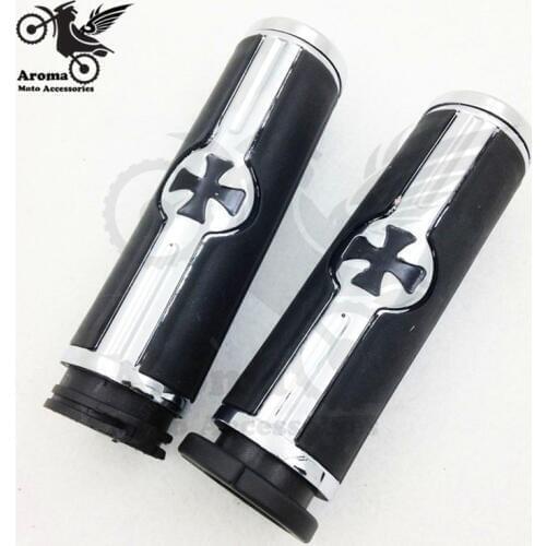 Top quality cross decal scooter accessories universal motorbike handle grips chrome motorcycle handlebar for harley moto girp