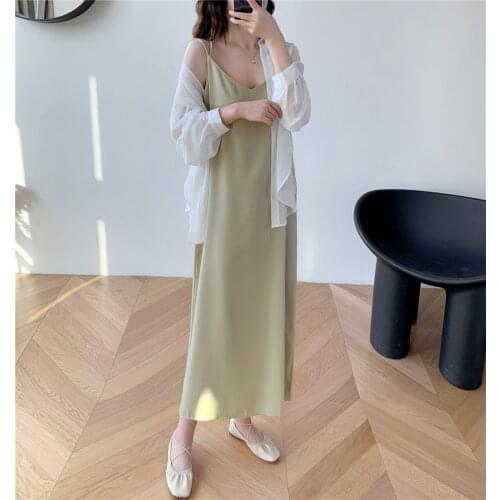 WWENN Fashion High Quality Womens Dress Summer Spaghetti Chiffon Long Woman Dress Very Soft Dress Plus Size