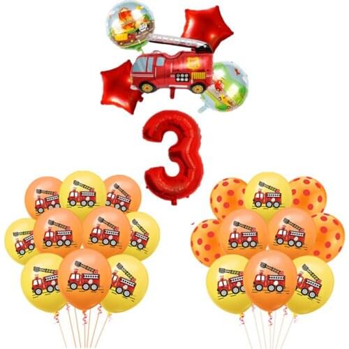 10pcs Cars Fire Truck Balloon Cartoon Truck Theme Latex Balloon Kids Baby Shower Boy Girl Children Birthday Decoration