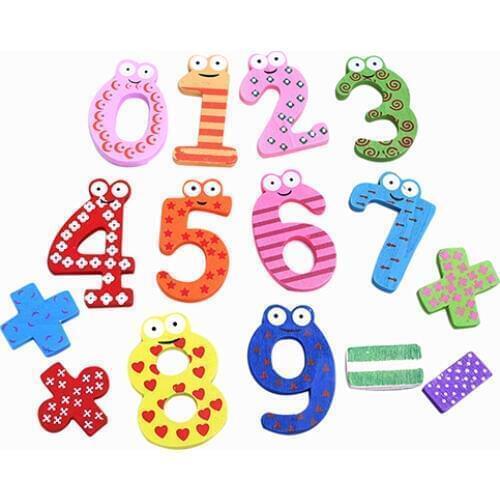 15 pcs Wooden Numeric Symbol Fridge Magnets Kids Educational Maths Toy Refrigerator Magnet 7M5S