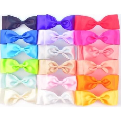 30pcs/Lot 12*3.8cm Retail Lovely Double Layer Satin Ribbon Bow Girl Headwear Hair Embellishment Accessories Headwear Craft