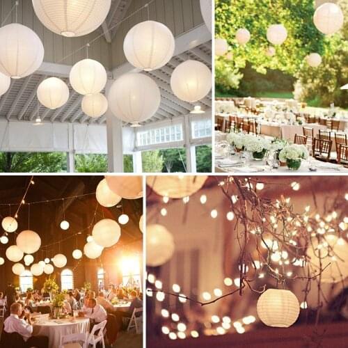 36 Paper Lanterns Led set Mixed Size White Round Lamp Shade Floral Wedding Party DIY Crafts Decoration Supplies with LED Lights