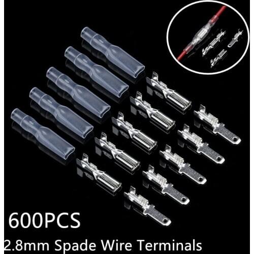 600PCS 2.8mm Female&Male Spade Crimp Terminals Kit Insulated Seal Electrical Wire Connectors Crimping Terminal Connector