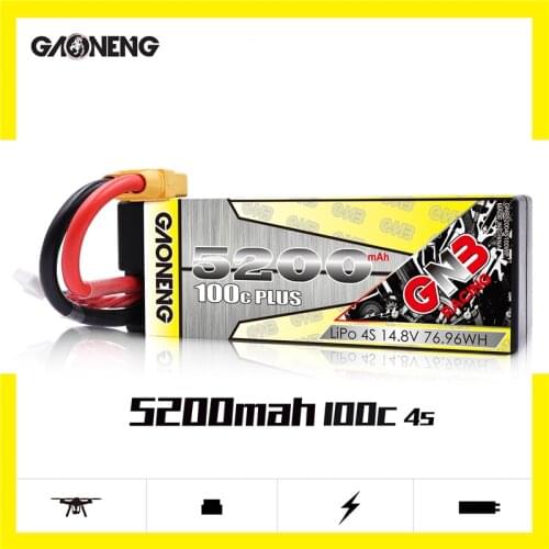 Gaoneng GNB 5200mAh 4S 14.8V 100C/200C Hardcase LiPo Battery with XT60/T Plug for 1:8 1/8 RC Car four drive off-road RC Car