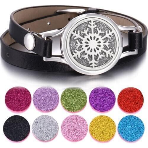 Aromatherapy Bracelet Jewelry Essential Oil Diffuser Locket Leather Bracelet Stainless Steel Perfume Aroma Bracelet Christmas